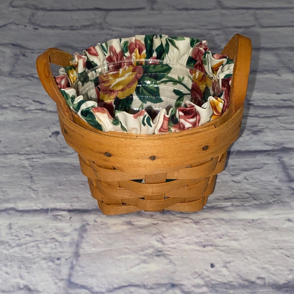 Longaberger 1996 Thyme Booking Basket, Protector, & Fabric Liner